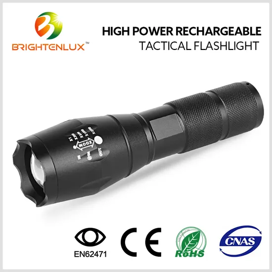 Brightenlux Manufacturer Customizes Rechargeable Torch Light Aluminum Zoom High Power 10W Tactical LED Flashlight 