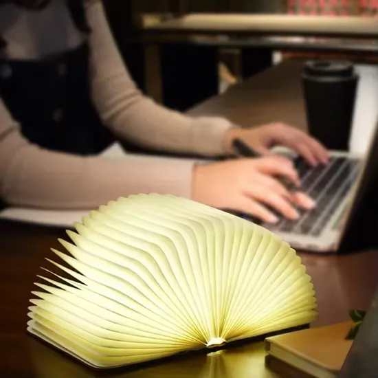 Desk LED USB Rechargeable Accordion Paper Lantern Book Shaped Night Light 
