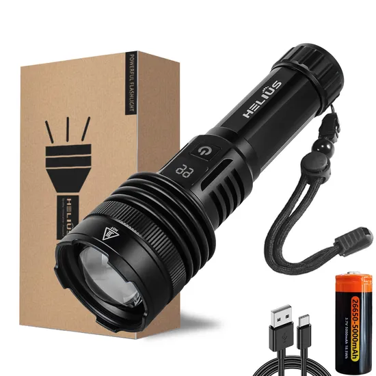 High Quality Digital Power Display Telescopic Zoom USB Rechargeable Aluminum Alloy White LED Torches Lights Tactical Amazon Hot Sale Flashlight 