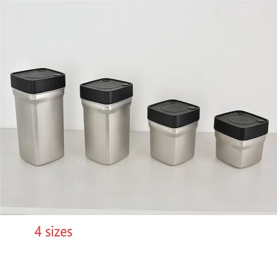 Hand Vacuum Pumping Stainless Steel Coffee Bean Container 