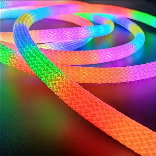 Woven Fabric Decorative for Party Dark Staircases Outdoor Courtyard 3m 5m 10m DC12V 24V Waterproof Rope Light RGB+IC USB 5V LED Round Flexible Neon Strip Light 