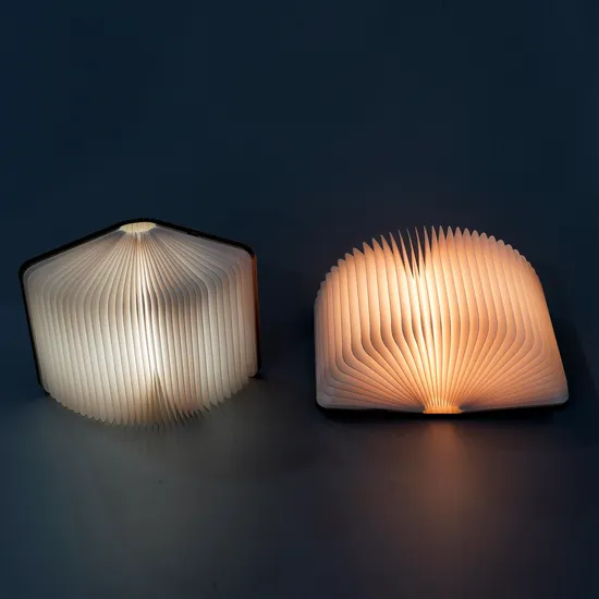 Creative Magnetic USB Rechargeable LED Foldable Wood Grain Book Shape Desk Lamp Night Light 